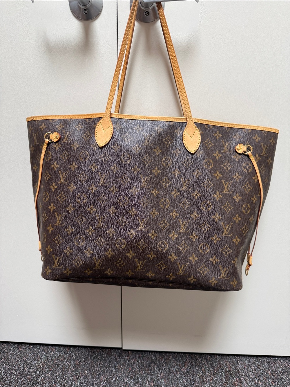 Louis Vuitton Monogram Neverfull Tote in Brown and Tan Trim